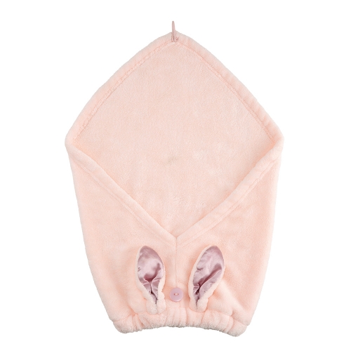 超細纖維擦頭包巾 緞帶粉兔